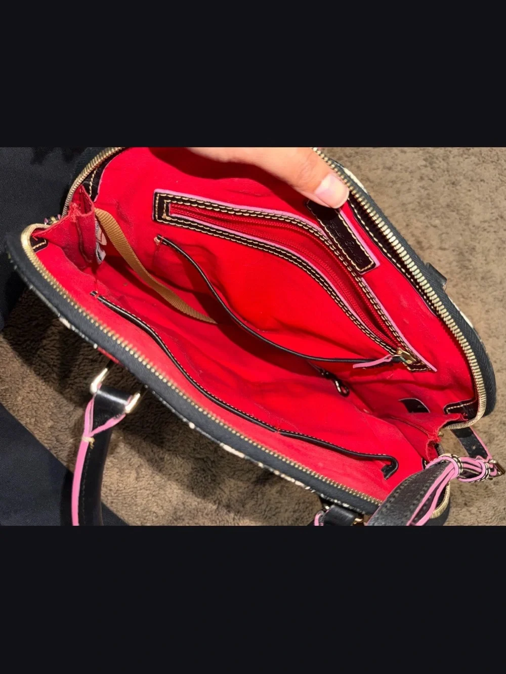Dooney & Bourke Black Satchel with Pink Accents and Mickey Mouse Disney